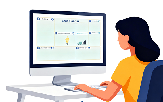 Vista previa de la plantilla Lean Canvas en estilo flat, PNG con transparencia