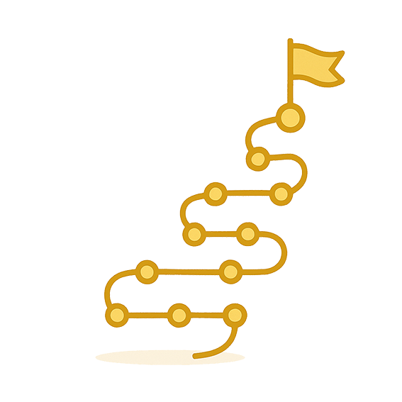 Ruta ascendente con 13 puntos que culmina en una bandera